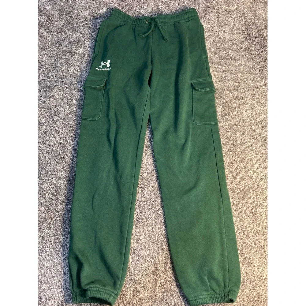 Under Armour Kids Rival Fleece Cargo Sweatpants Green Joggers YLG Large